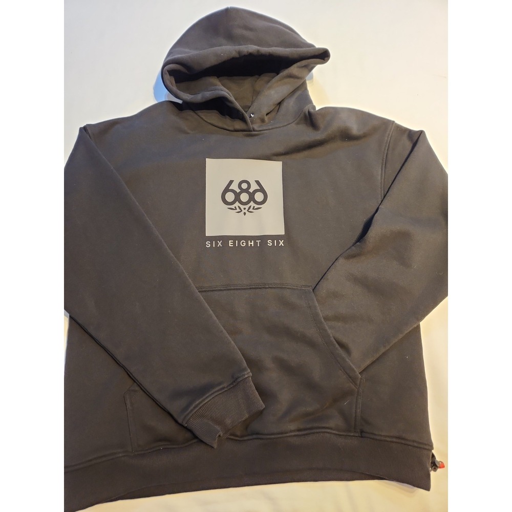 686 Knockout Black Snowboarding Hoodie Sweatshirt Size Large